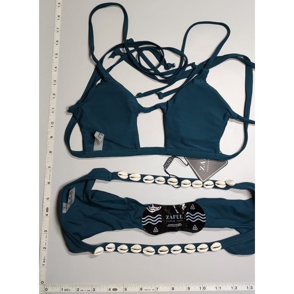 NWT ZAFUL Large Pentangon Blue with Shells bikini set - Picture 2 of 6